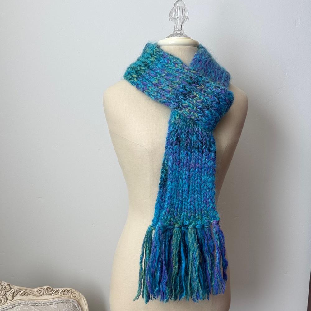 Designer Hand Knit Mohair Wool Scarf